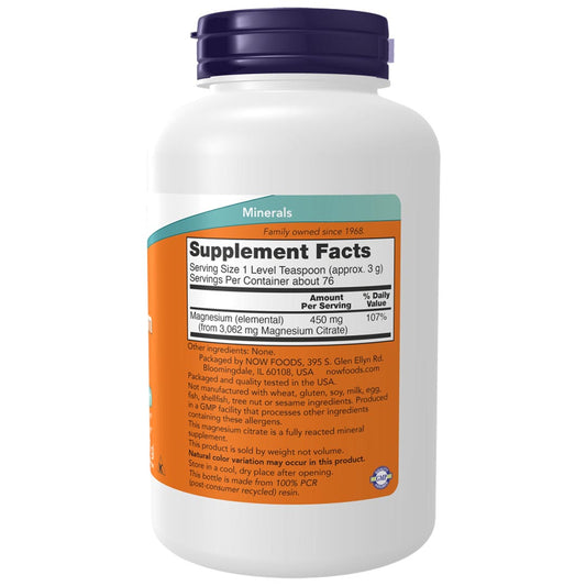 NOW Magnesium Citrate Pure Powder, 227g
