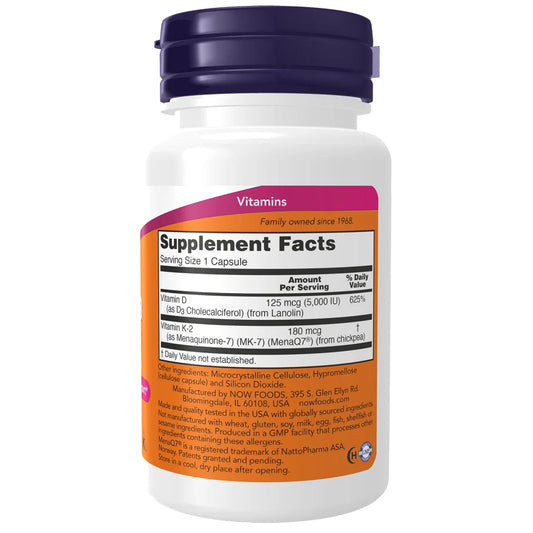 NOW Mega D-3_MK-7_ 60 Ct Supplement Facts