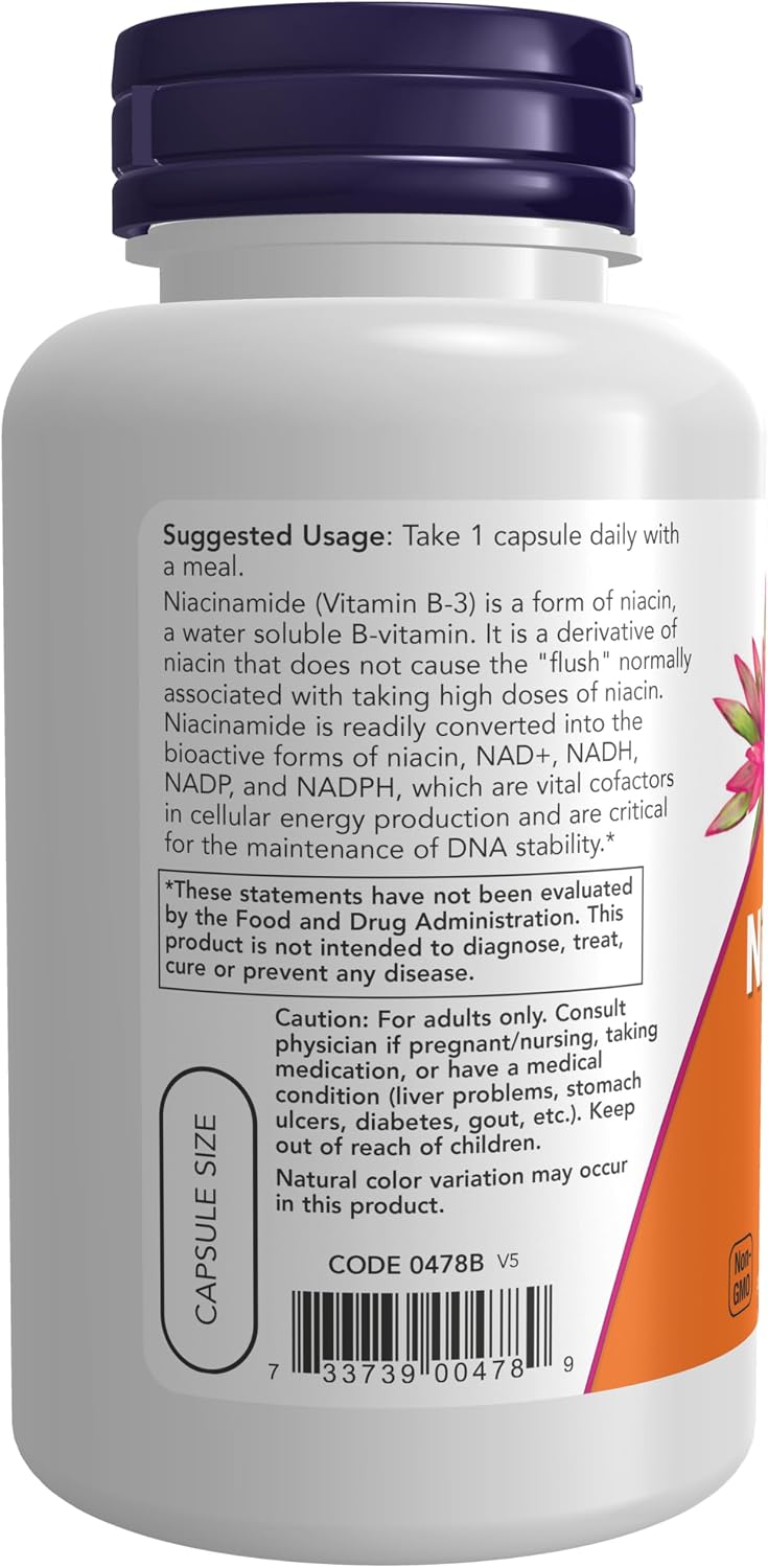 NOW Niacinamide 500mg Vitamin B-3 100 Ct Usage