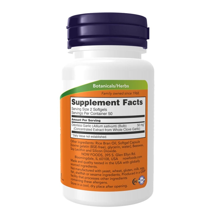 NOW Odorless Garlic Supplement Facts