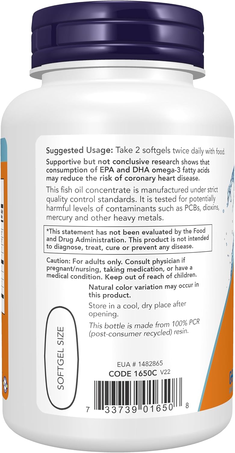 NOW Omega 3 Fish Oil 100 Ct Suggested Usage