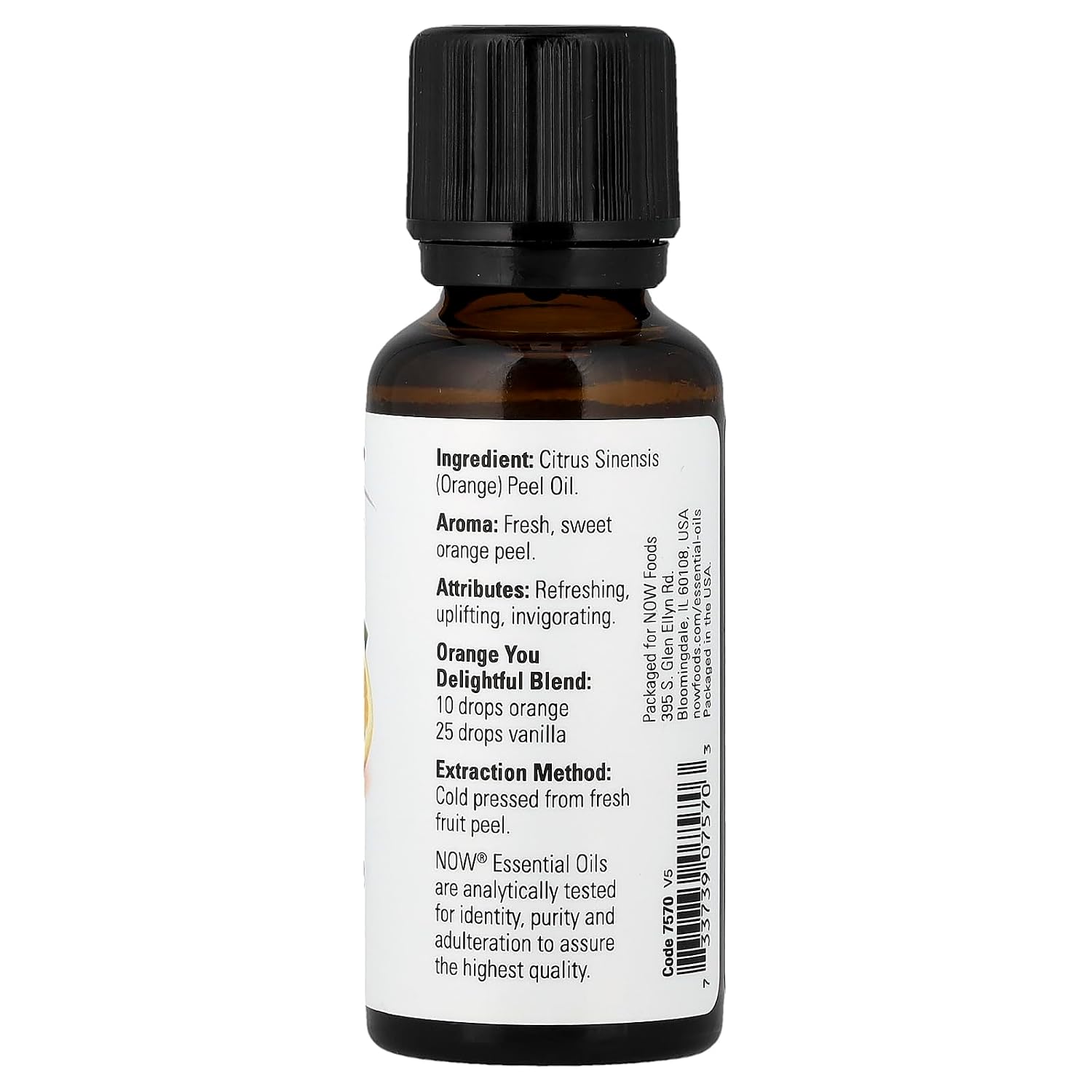 NOW Orange Oil 30ml Supplement Facts