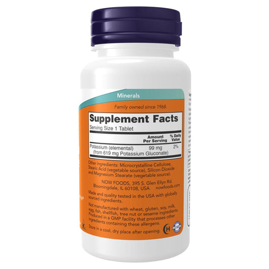 NOW Potassium Gluconate 99mg Supplement Facts