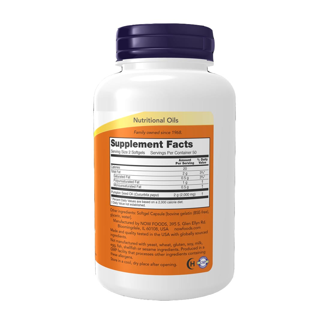 NOW Pumpkin Seed Oil 1000mg, 100 Ct
