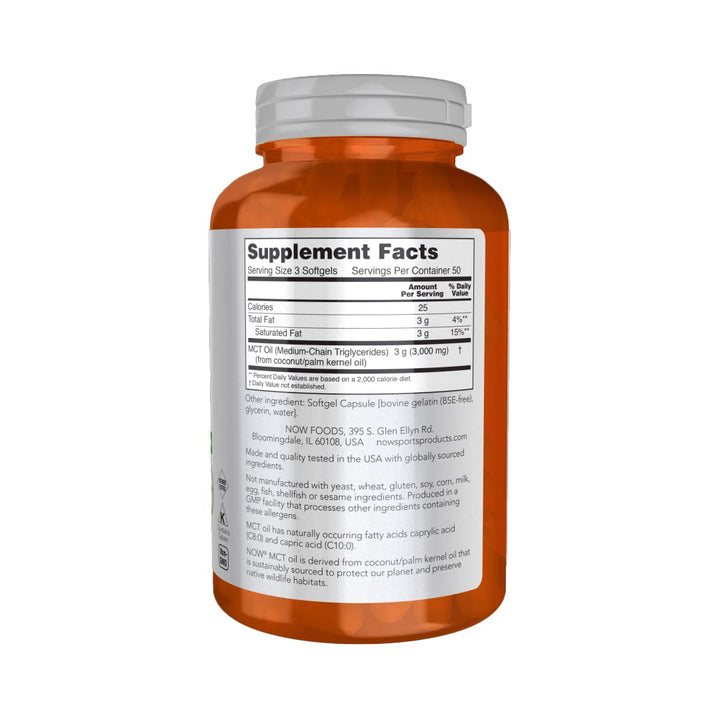 NOW Sports MCT Oil 1000mg Supplement Facts