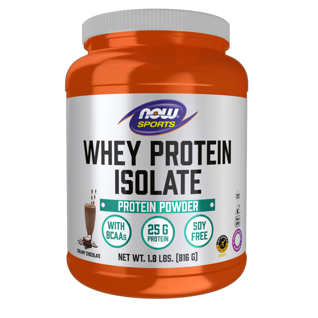 NOW Sports Whey Protein Isolate Creamy Chocolate Powder, 1.8 lbs