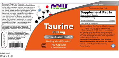 NOW Taurine 500 mg, 100 Ct