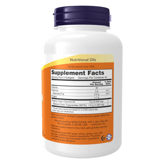 NOW Virgin Coconut Oil 1000mg Supplement Facts