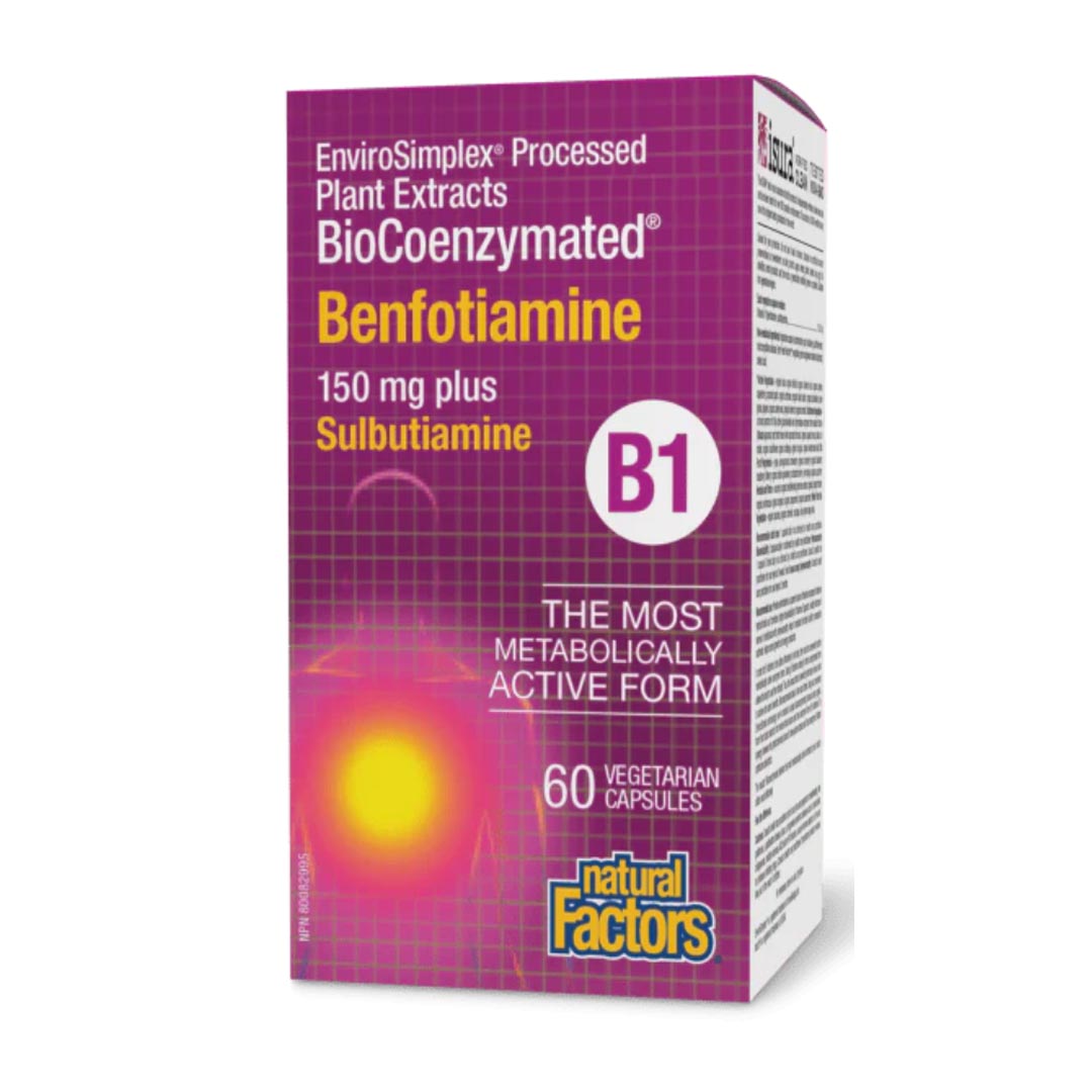 Natural Factors BioCoenzymated Benfotiamine B1 plus Sulbutiamine, 60 Ct
