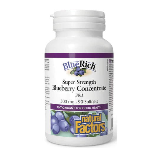 Natural Factors Super Strength Blueberry Concentrate 500mg, 90 Ct