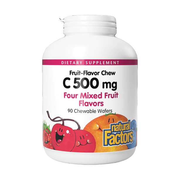 Natural Factors Natural Fruit Chew Vitamin C 500mg Mixed Fruit Flavours, 90 Ct
