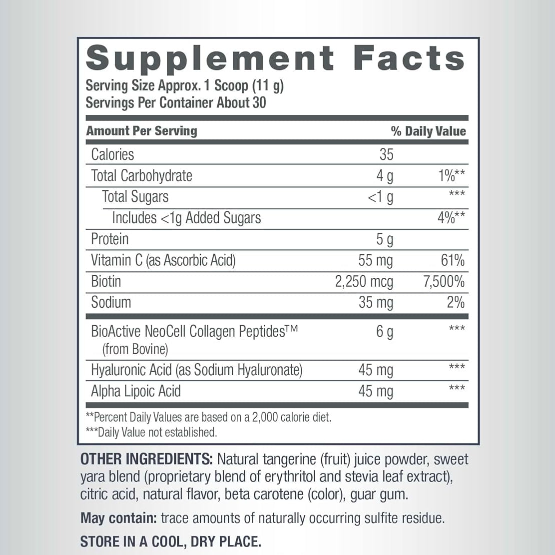 NeoCell Collagen Beauty Infusion with Hyaluronic Acid + Biotin Tangerine Twist Flavor