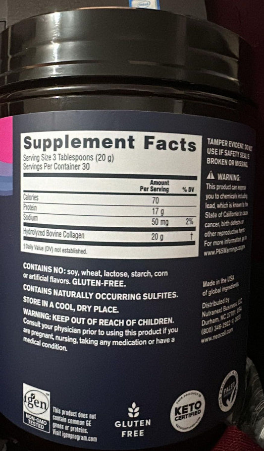 NeoCell Grassfed Super Collagen Peptides Powder Supplement Facts