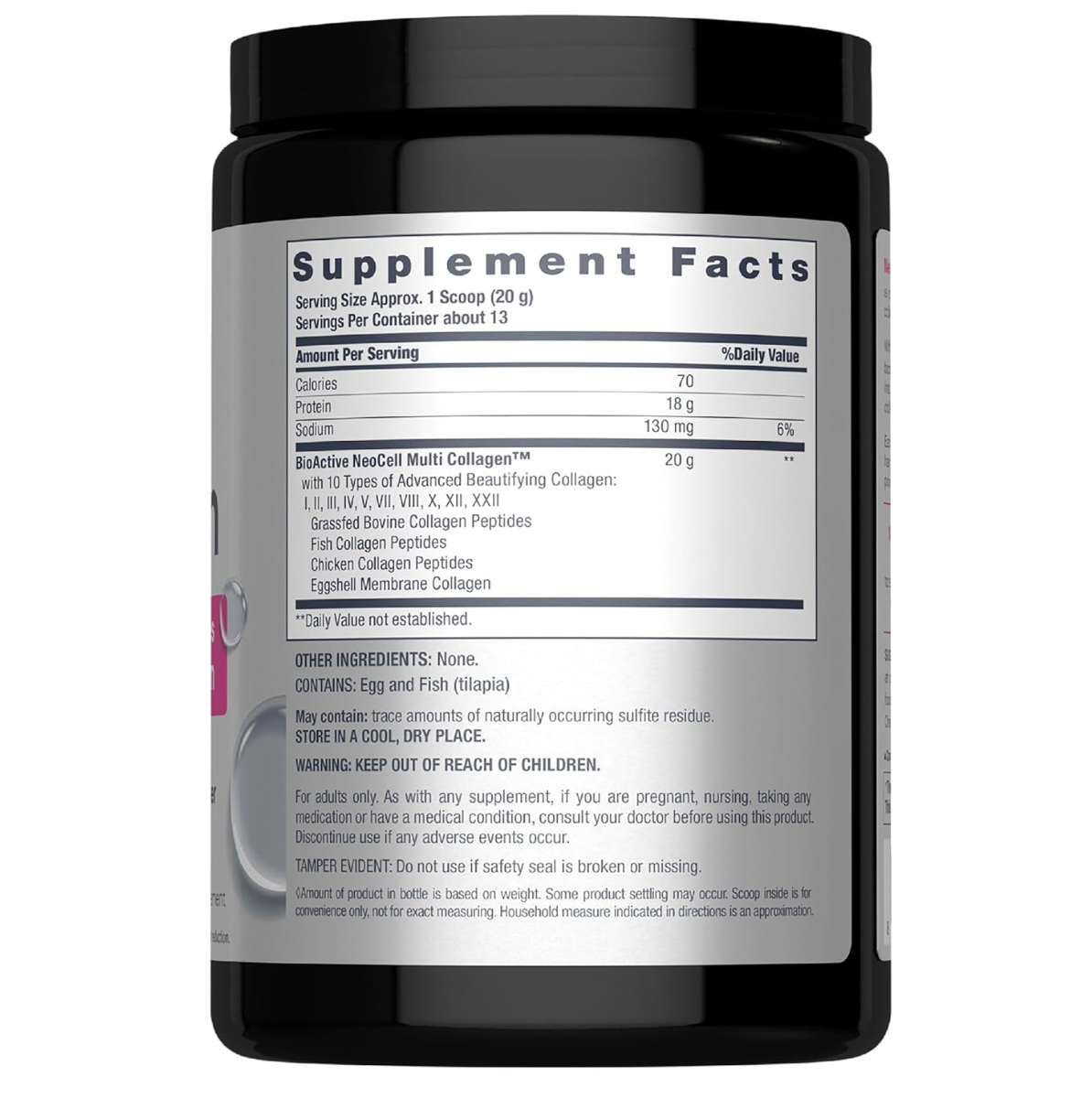 NeoCell Multi Collagen Advanced Beauty Series Supplement Facts