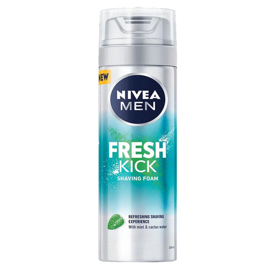 Nivea Men Fresh Kick Shaving Foam with Mint & Cactus Water, 200ml