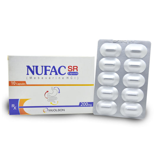 Nufac-SR (Mebeverine HCI) 200mg, 10 Ct - Mcolson