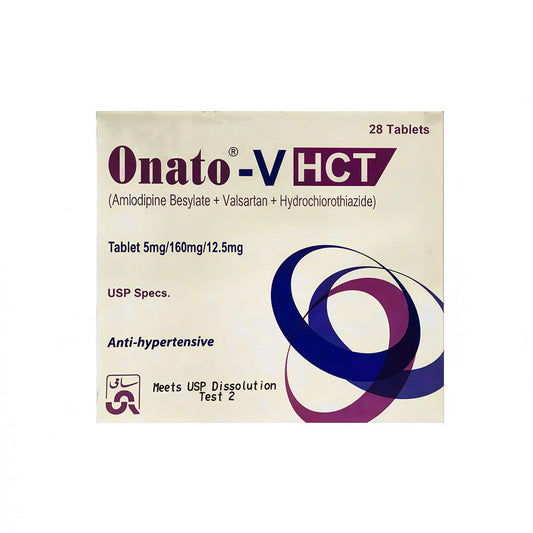 Onato-V HCT (Amlodipine+Valsartan+Hydrochlorothiazide) 5mg+160mg+12.5mg, 28 Ct - Sami Pharma
