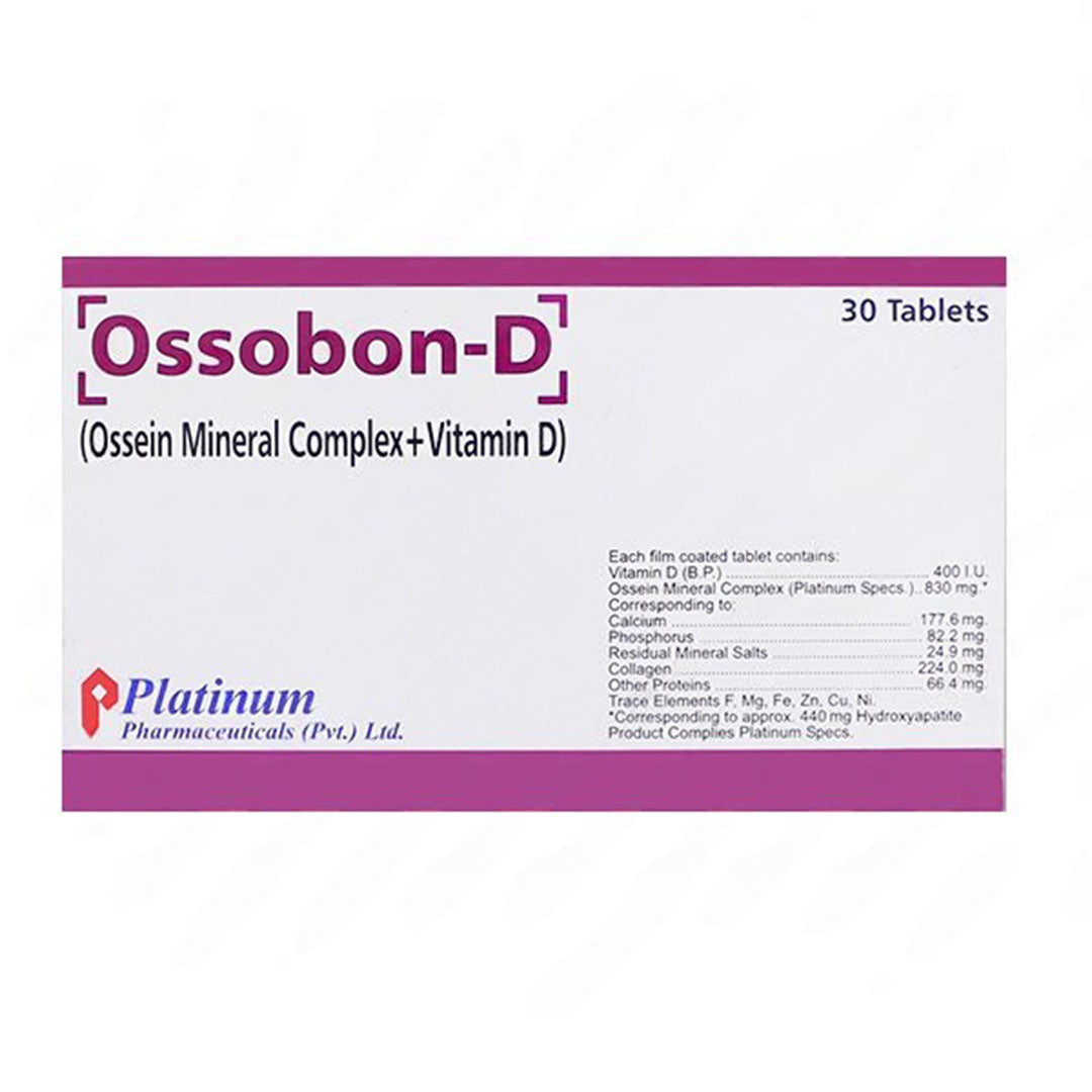 Ossobon-D (Ossein Mineral Complex + Vitamin D), 30 Ct - Platinum Pharma
