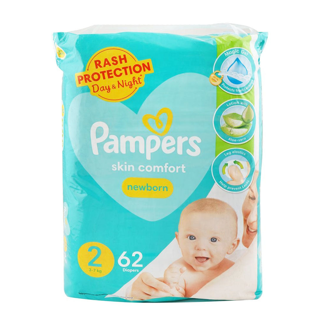 Pampers Skin Comfort Newborn Diapers Size 2 (Mini), 62 Ct