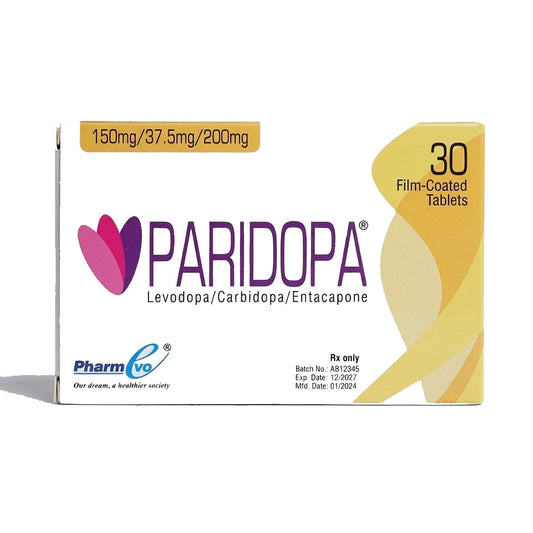 Paridopa (Levodopa/Carbidopa/Entacapone) 150/37.5/200 mg, 30 Ct - PharmEvo