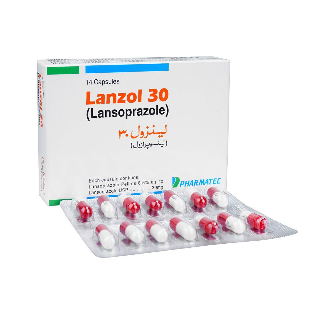 Pharmatec Lanzol 30 (Lansoprazole) Capsule 30mg, 14Ct
