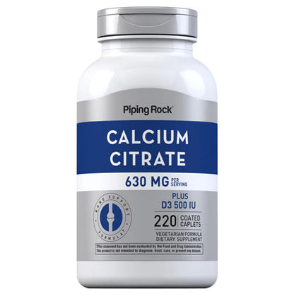 Piping Rock Calcium Citrate 630 mg Plus D3 500 IU, 220 Ct