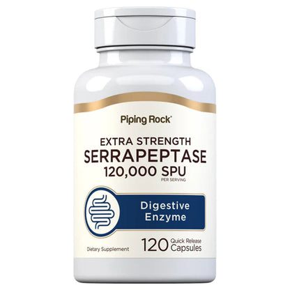 Piping Rock Extra Strength Serrapeptase 120000 SPU, 120Ct