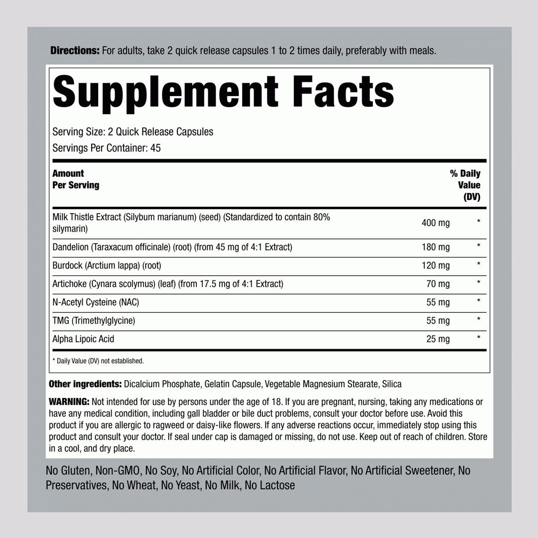 Piping Rock Liver Care, 90Ct Supplement Facts