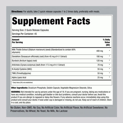 Piping Rock Liver Care, 90Ct Supplement Facts