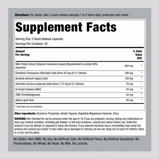 Piping Rock Liver Care, 90Ct Supplement Facts