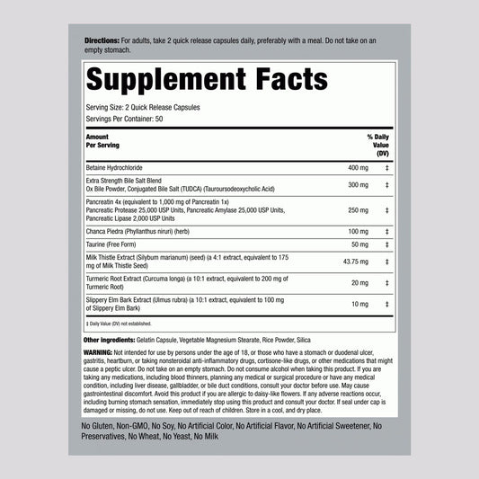 Piping Rock Premium Gallbladder Formula Supplement Facts