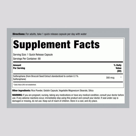 Piping Rock Sulforaphane Supplement Facts