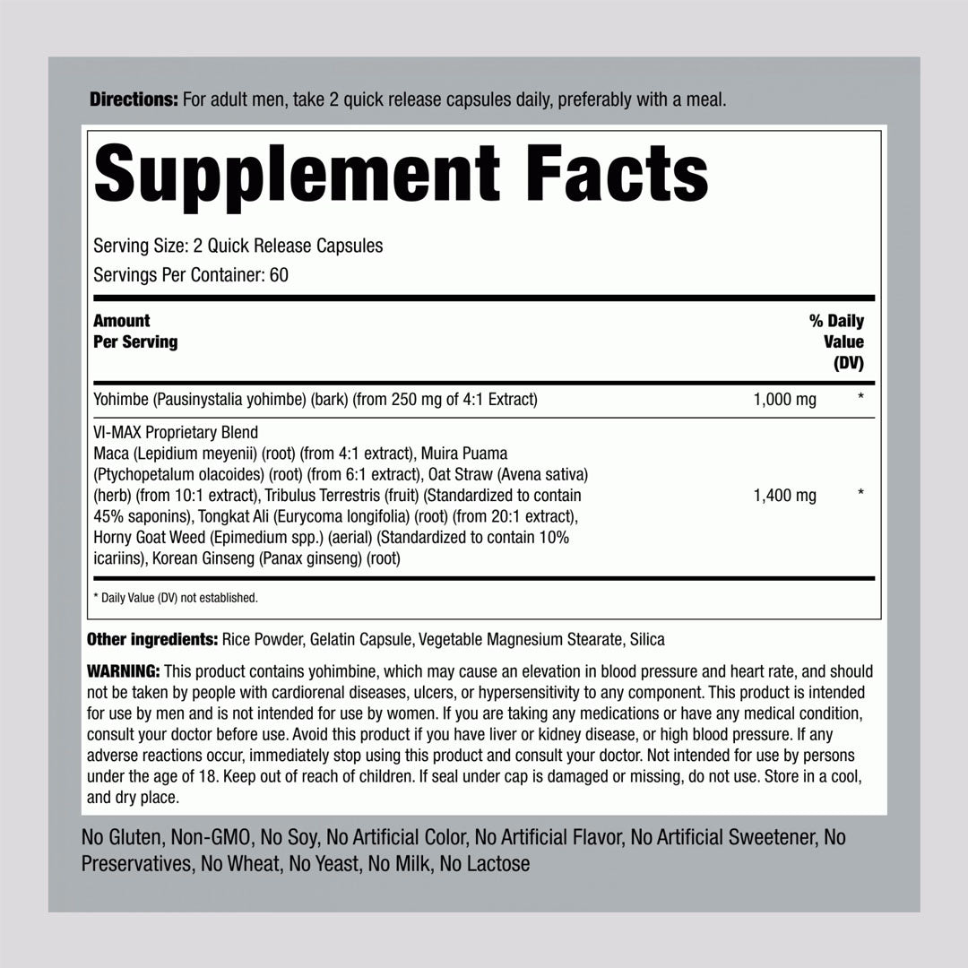 Piping Rock Vi-Max Male Performance Formula, 120 Ct