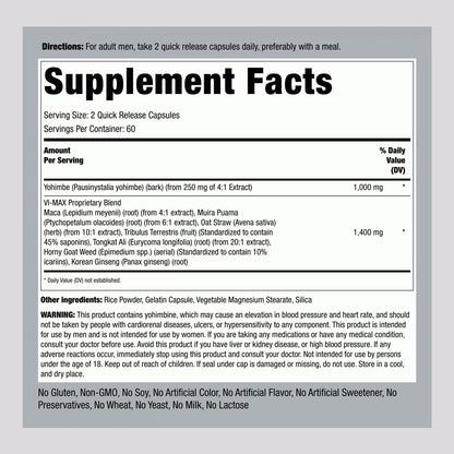 Piping Rock Vi-Max Male Performance Formula, 120 Ct