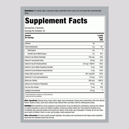 Piping Rock Women's Multivitamin + Collagen Gummies Supplement Facts