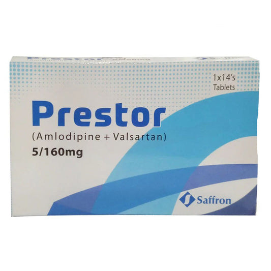 Prestor (Amlodipine+Valsartan) 5mg+160mg, 14 Ct - Saffron
