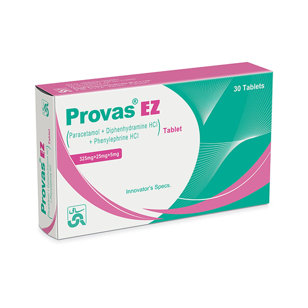 Provas EZ (Paracetamol+Diphenhydramine+Phenylephrine) 325mg+25mg+5mg, 30 Ct - Sami Pharma