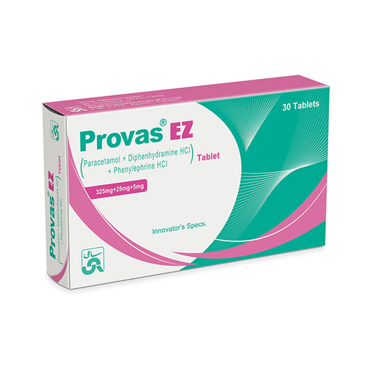 Provas EZ (Paracetamol+Diphenhydramine+Phenylephrine) 325mg+25mg+5mg, 30 Ct - Sami Pharma