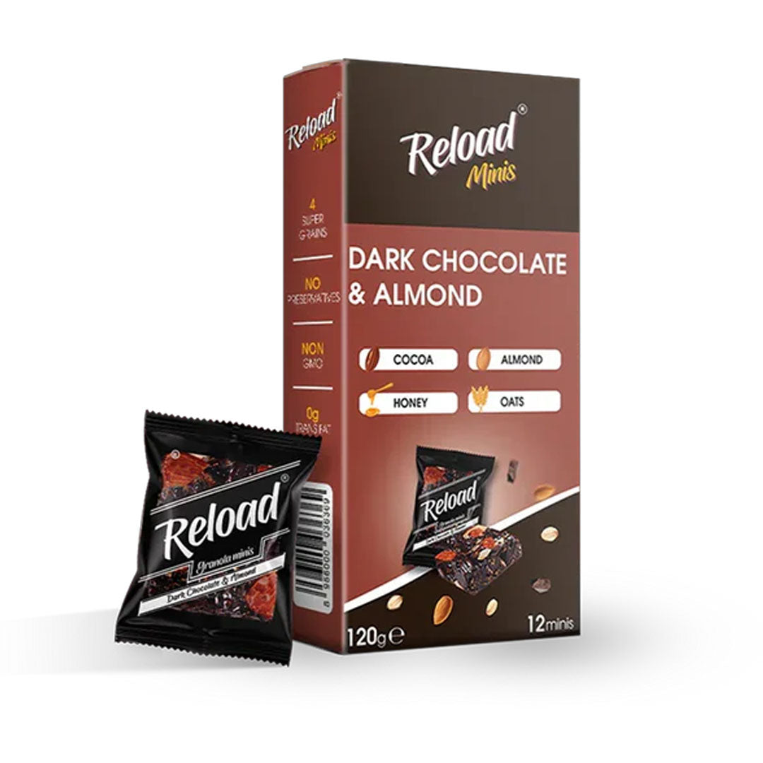 Reload Minis Dark Chocolate & Almond Granola Bar 120g, 12 Ct