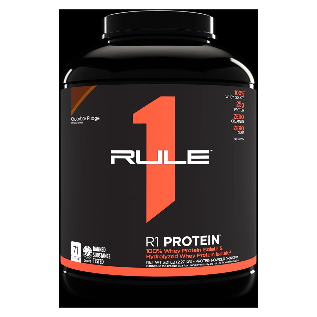 Rule 1 Whey Protein Isolate Chocolate Fudge 5.01 Lbs