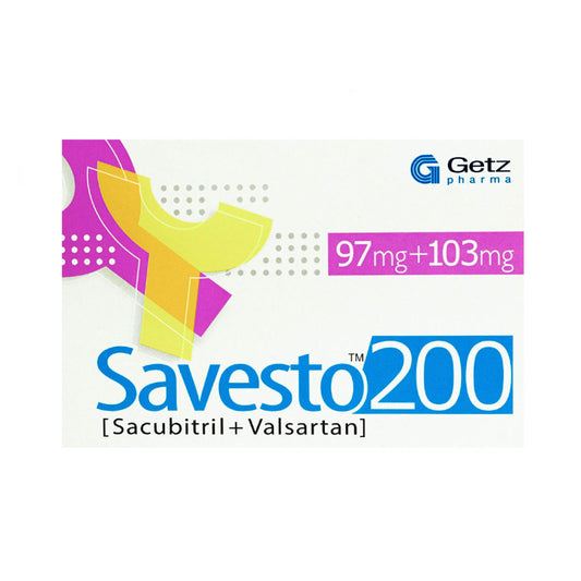 Savesto 200 (Sacubitril+Valsartan) 97mg+103mg, 28 Ct - Getz Pharma