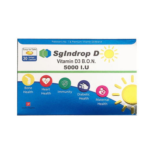 SgIndrop D Softgel Capsule (Vitamin D3 5000 IU), 30 Ct - Neutro Pharma