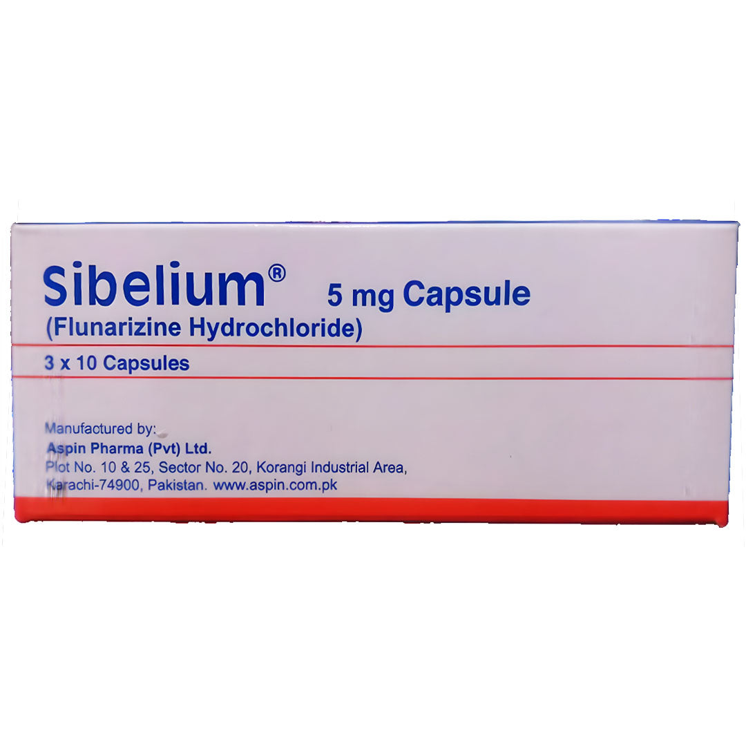 Sibelium (Flunarizine Hydrochloride) Capsule 5 mg, 30 Ct - Aspin Pharma