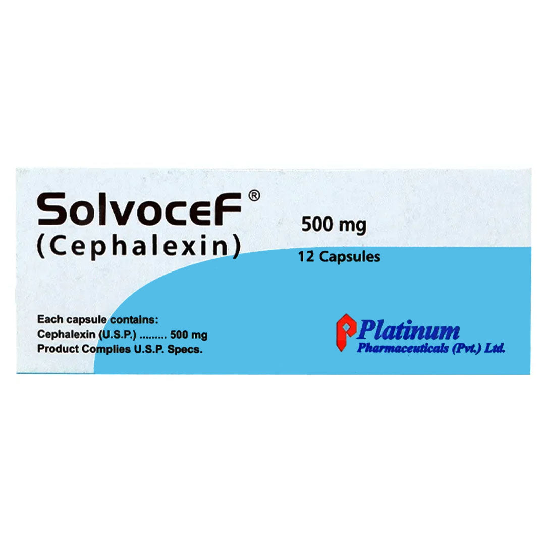Solvocef (Cephalexin) 500 mg, 12 Ct - Platinum Pharma