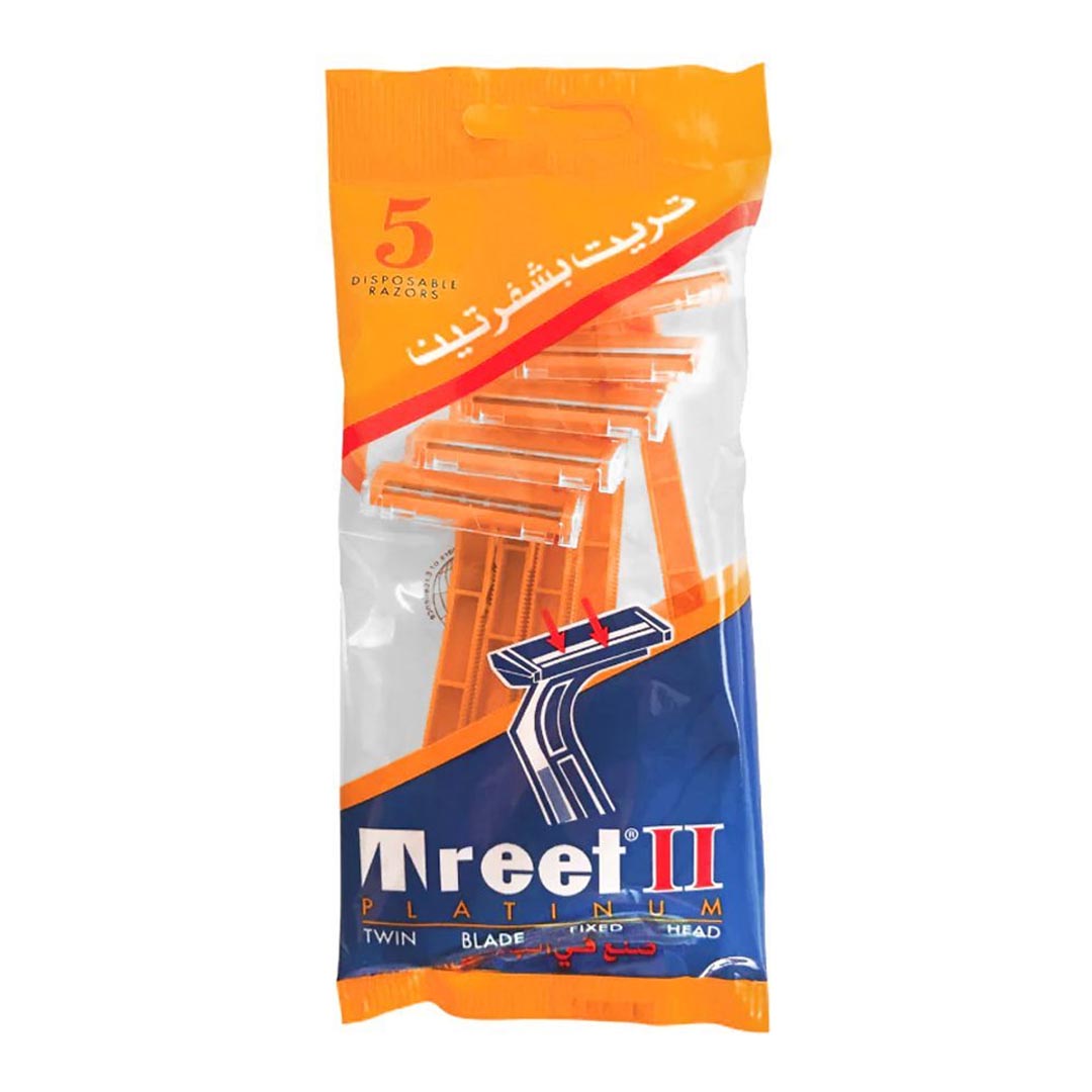 Buy Treet II Platinum Twin Blade Disposable Razor (Orange), 5 Ct online ...