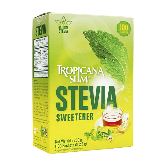 Tropicana Slim Stevia Sweetener with Chromium Sachet, 100 Ct