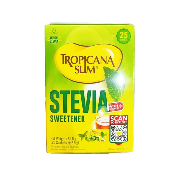 Tropicana Slim Stevia Sweetener with Chromium Sachet, 25 Ct