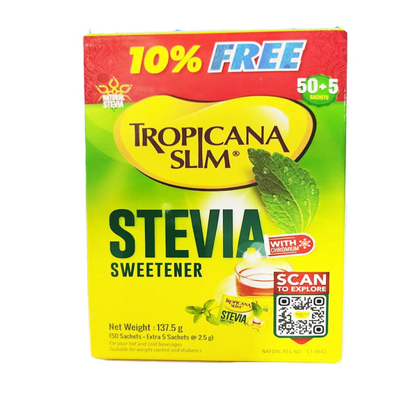 Tropicana Slim Stevia Sweetener with Chromium Sachet, 50 Ct