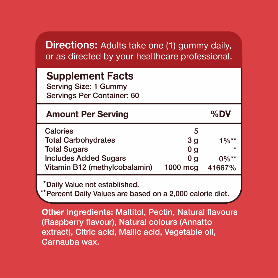Gumvits Vitamin B12 1000mcg Gummies, 60 Ct