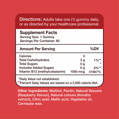 Gumvits Vitamin B12 1000mcg Gummies, 60 Ct